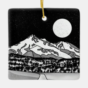 Mount Shasta Black and White Ceramic Tree Decoration
