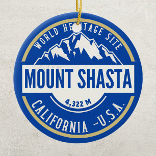 Mount Shasta California Mountain Landscape Ceramic Tree Decoration