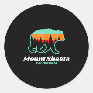 Mount shasta california skiing snowboarding bear classic round sticker