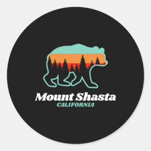 Mount Shasta California Skiing Snowboarding Bear  Classic Round Sticker