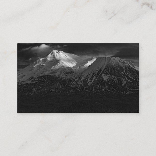 MOUNT SHASTA IN BLACK AND WHITE BUSINESS CARD (Front)