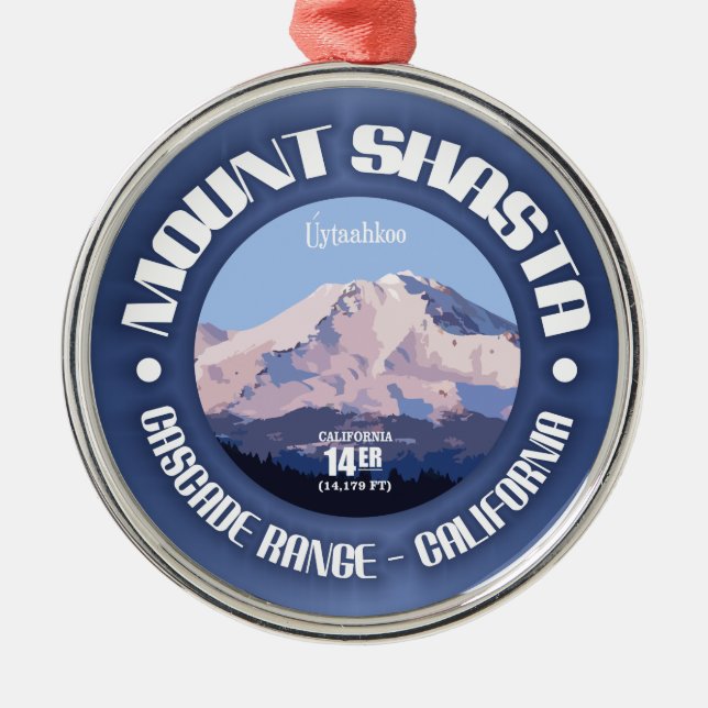 Mount Shasta Metal Tree Decoration (Front)