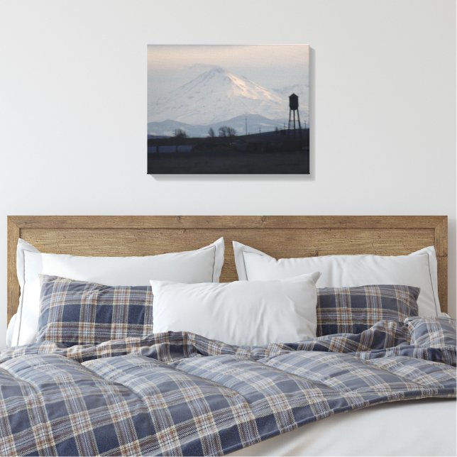 Mount Shasta Sunset on Snow 1 Canvas Print (Insitu(Bedroom))