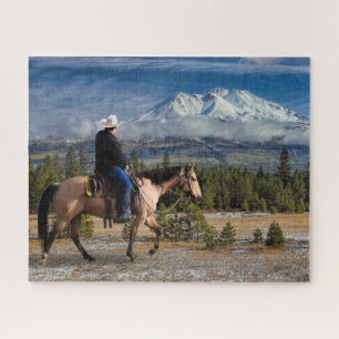 MOUNT SHASTA WITH HORSE AND RIDER JIGSAW PUZZLE