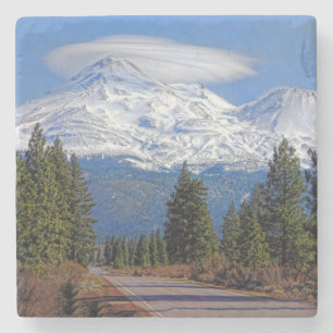 MOUNT SHASTA WITH LENTICULAR CLOUD STONE COASTER