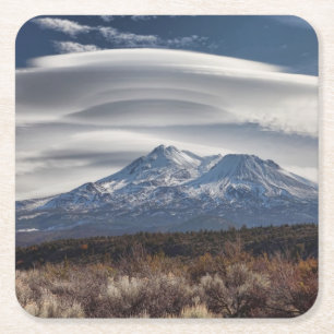 MOUNT SHASTA WITH LENTICULAR SQUARE PAPER COASTER