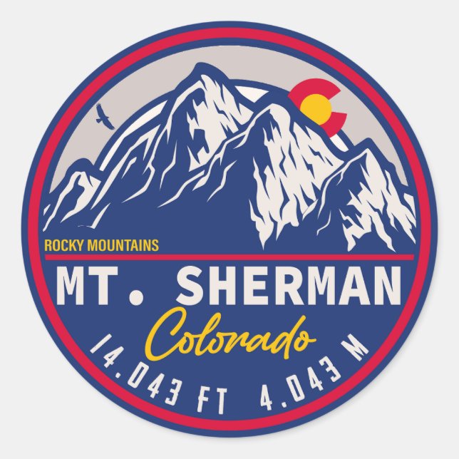 Mount Sherman Colorado - 14ers fourteener hiking Classic Round Sticker (Front)
