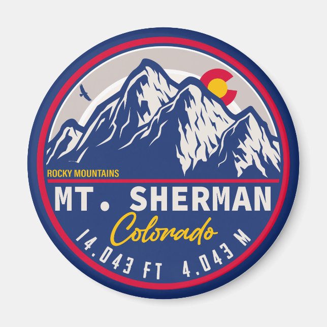 Mount Sherman Colorado - 14ers fourteener hiking Magnet (Front)