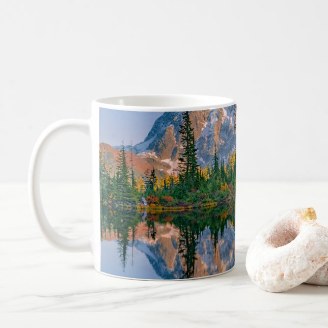 Mount Shuksan mirrored in Reflection Lake Coffee Mug (With Donut)