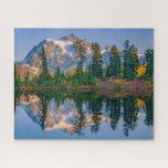 Mount Shuksan mirrored in Reflection Lake Jigsaw Puzzle<br><div class="desc">Mount Shuksan is mirrored in Reflection Lake at Mount Baker NRA on an autumn afternoon in the North Cascades of Washington,  Whatcom County,  Washington,  USA</div>