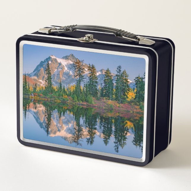 Mount Shuksan mirrored in Reflection Lake Metal Lunch Box (Front)