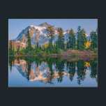 Mount Shuksan mirrored in Reflection Lake Postcard<br><div class="desc">Mount Shuksan is mirrored in Reflection Lake at Mount Baker NRA on an autumn afternoon in the North Cascades of Washington,  Whatcom County,  Washington,  USA</div>