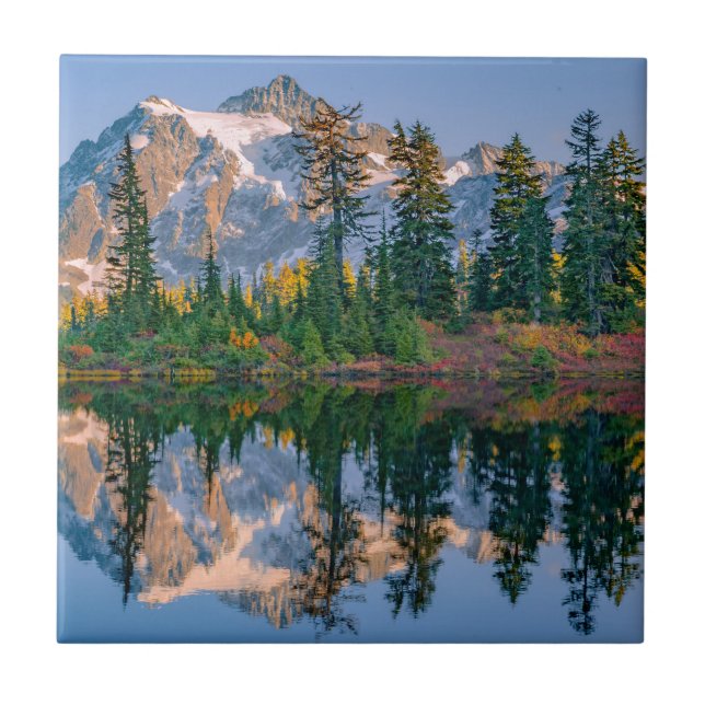 Mount Shuksan mirrored in Reflection Lake Tile (Front)