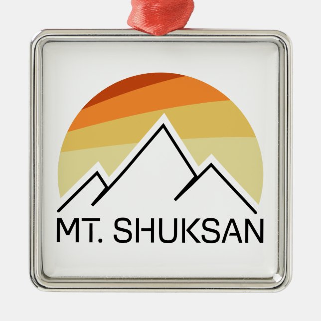 Mount Shuksan Washington Retro Metal Tree Decoration (Front)