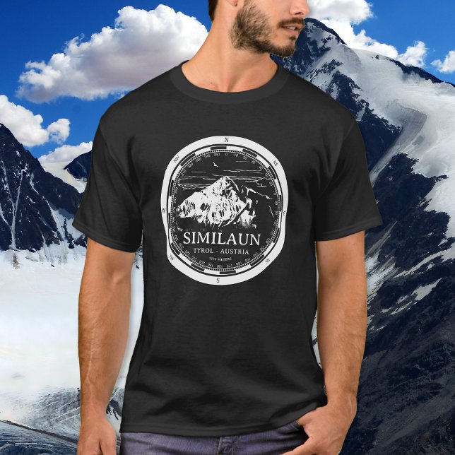 Mount Similaun - Tyrol Austria Alps T-Shirt (Mount Similaun T-Shirt in Back with a white compass and mountain illustration)