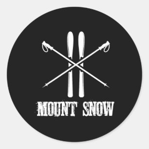 Mount Snow Skiing Skier Ski Poles Nordic Down Hill Classic Round Sticker