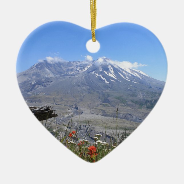 Mount St. Helens Ceramic Tree Decoration (Front)