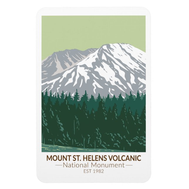 Mount St Helens National Volcanic Monument Vintage Magnet (Vertical)
