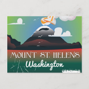 Mount St. Helens vintage travel poster. Postcard
