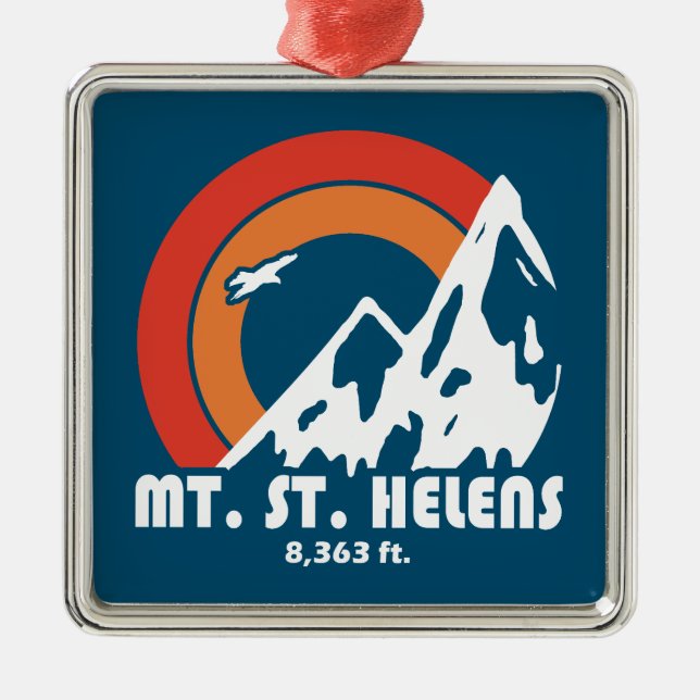 Mount St. Helens Washington Sun Eagle Metal Tree Decoration (Front)