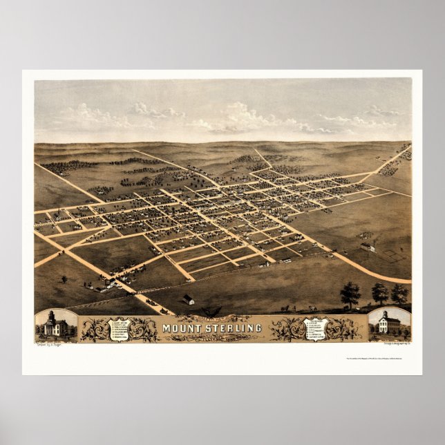Mount Sterling, IL Panoramic Map - 1869 Poster (Front)