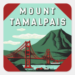 Mount Tamalpais Travel Poster Square Sticker