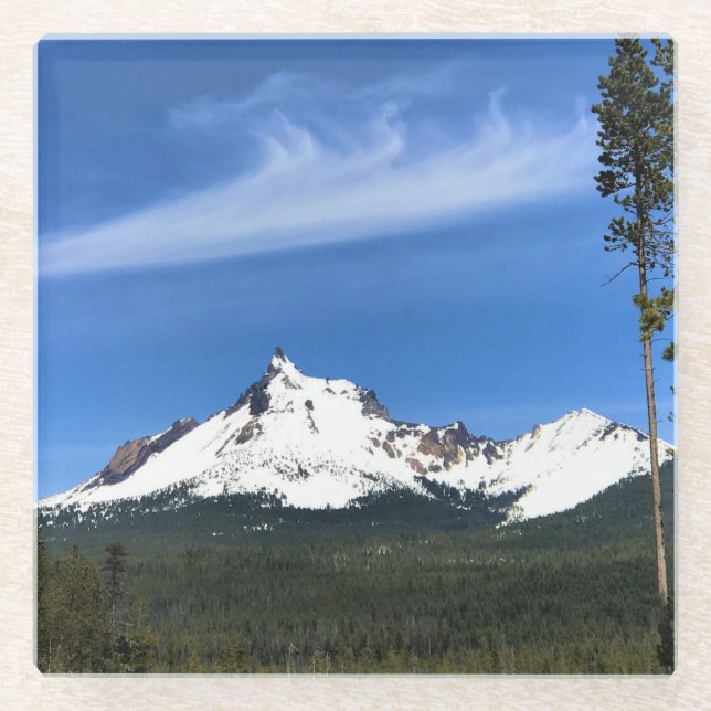 Mount Thielsen, Oregon Glass Coaster (Front)