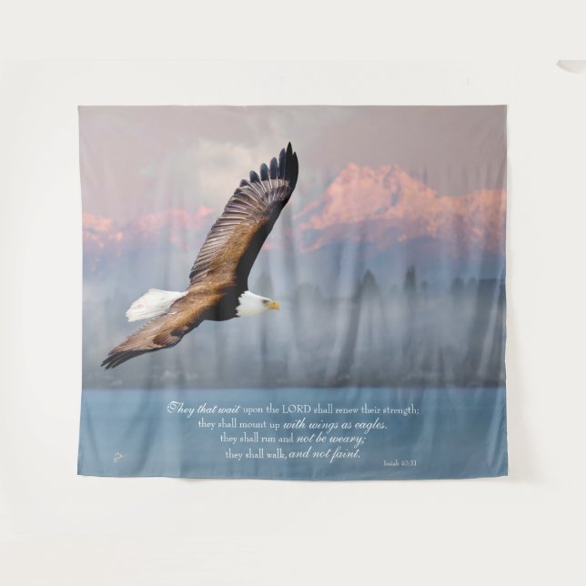 Mount Up With Wings Like Eagles Fine Art Tapestry (Front (Horizontal))