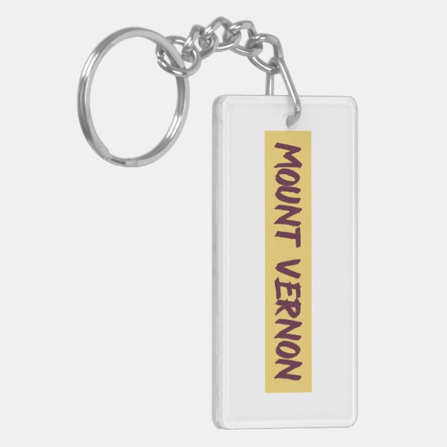 Mount Vernon Text Base Design on Yellow Background Key Ring (Front Left)