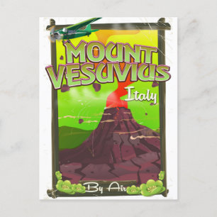Mount Vesuvius Italian cartoon volcano Postcard