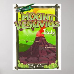 Mount Vesuvius Italian cartoon volcano Poster