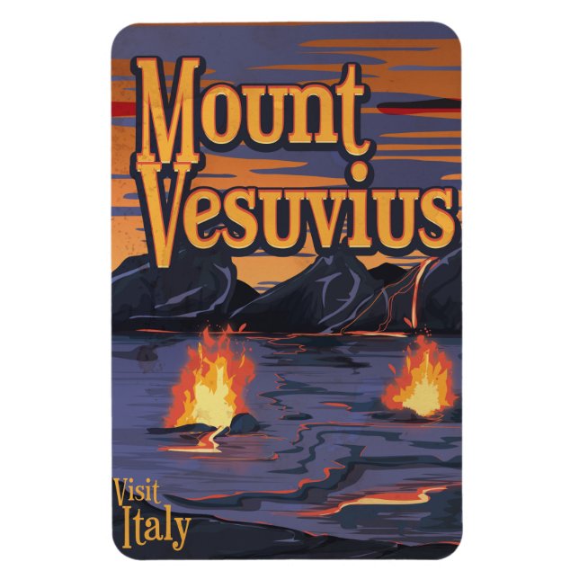 Mount Vesuvius volcano travel poster Magnet (Vertical)