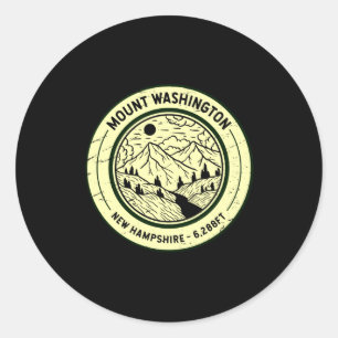 Mount Washington New Hampshire Hiking Skiing Retro Classic Round Sticker