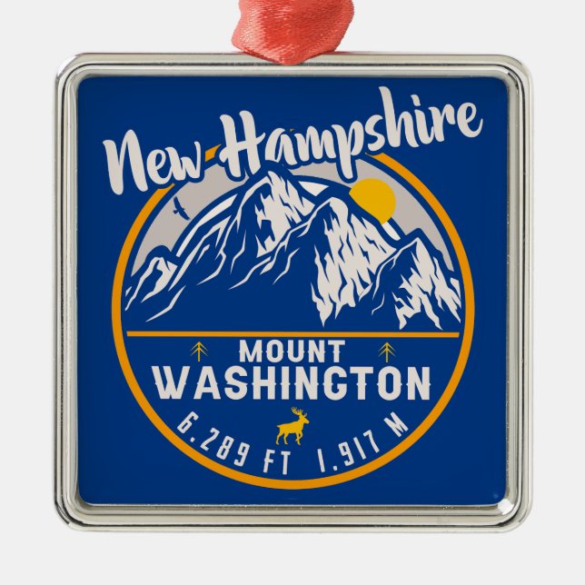 Mount Washington New Hampshire - Retro Mountain Metal Tree Decoration (Front)