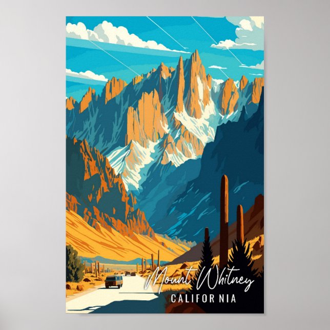 Mount Whitney California vintage travel Poster (Front)