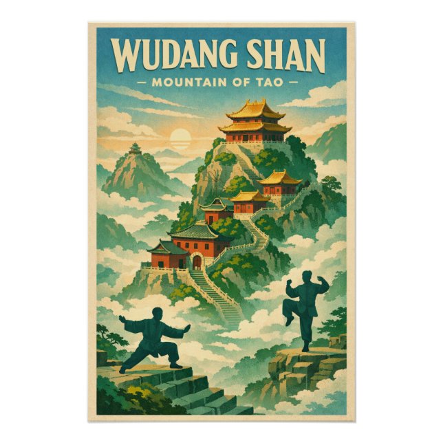 Mount Wudang China, in a classic retro Poster (Front)