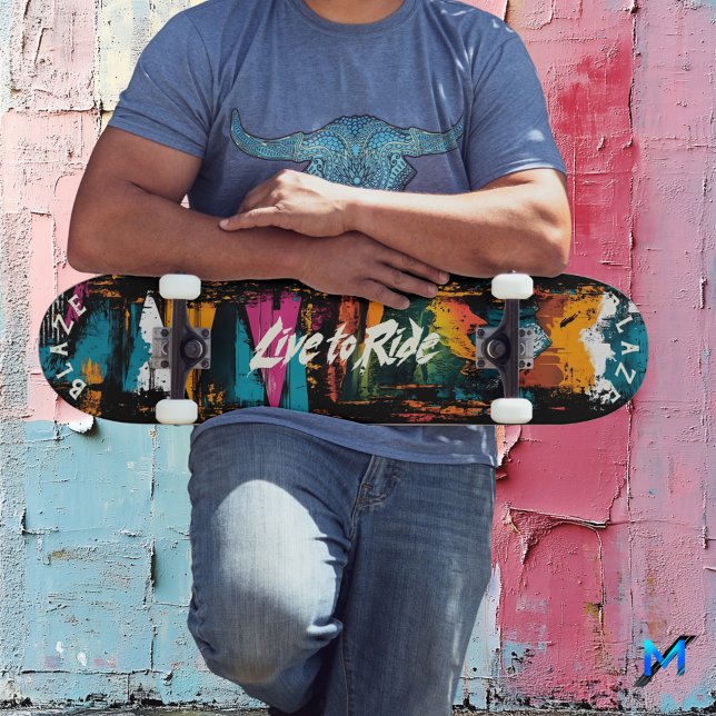 Mountain Abstract Graffiti - Live to Ride Motto Skateboard (Creator Uploaded)