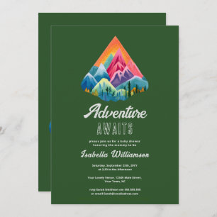Mountain Adventure Awaits Baby Shower Invitation