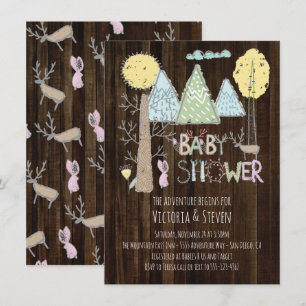 Mountain Adventure Baby Shower Watercolor forest Invitation