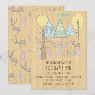 Mountain Adventure Baby Shower Watercolor forest Invitation