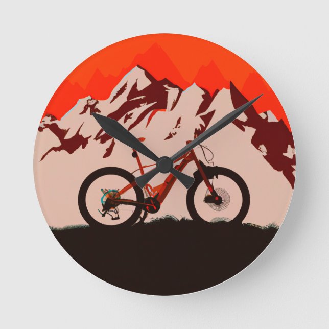 Mountain Adventure Bike Round Clock (Front)