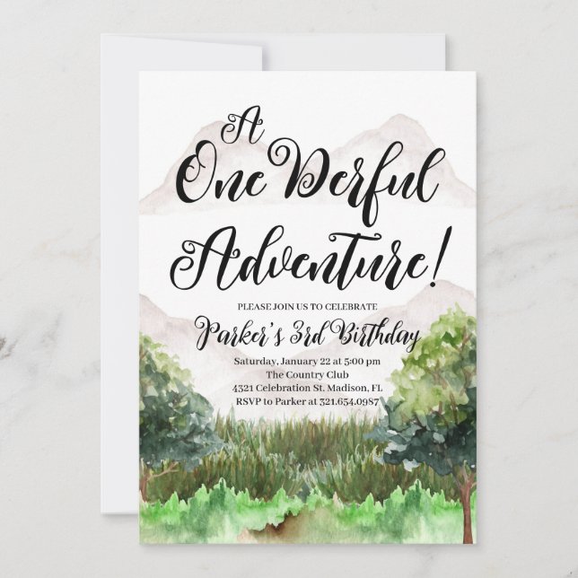 Mountain Adventure Birthday, Camping, Mountain Invitation (Front)