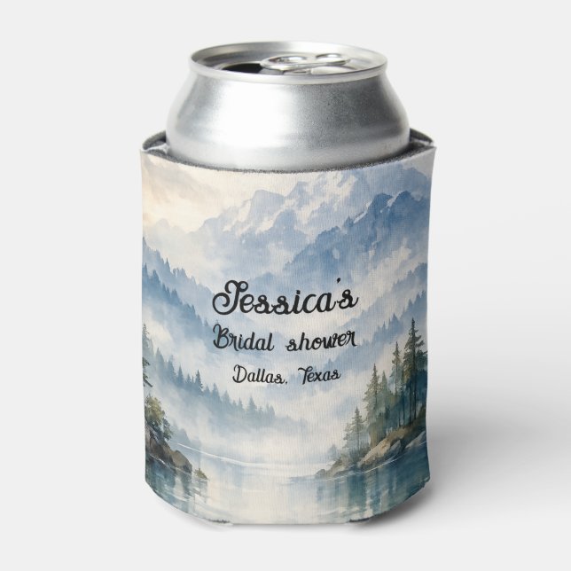 Mountain Adventure Boho Lake Bridal shower Can Cooler (Can Front)