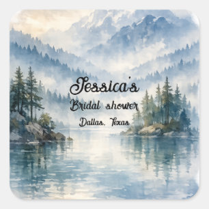 Mountain Adventure Boho Lake Bridal shower Square Sticker