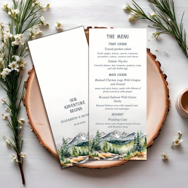 Mountain Adventure Fall Autumn Winter Wedding Menu (Creator Uploaded)