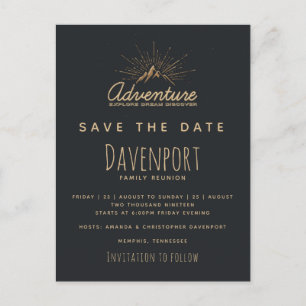 Mountain Adventure Family Reunion Save the Date Postcard