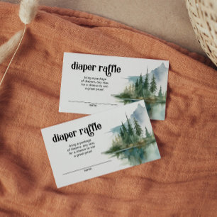 Mountain Adventure Forest Greenery Diaper Raffle Enclosure Card