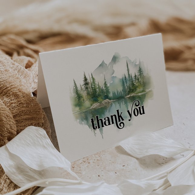 Mountain Adventure Forest Greenery Thank You Card (Creator Uploaded)