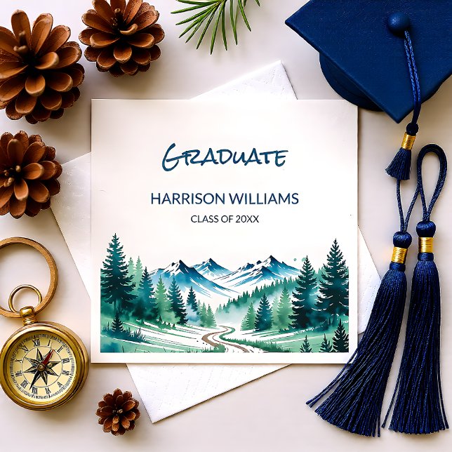 Mountain Adventure Grad Party Decor Napkin (Creator Uploaded)