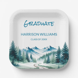 Mountain Adventure Grad Party Look Paper Plate